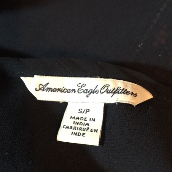 American Eagle Shear Navy Blue Peasant Blouse - Picture 4 of 5